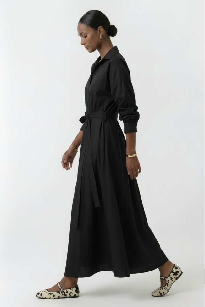 POPLIN SKIRT DRESS WITH BELT