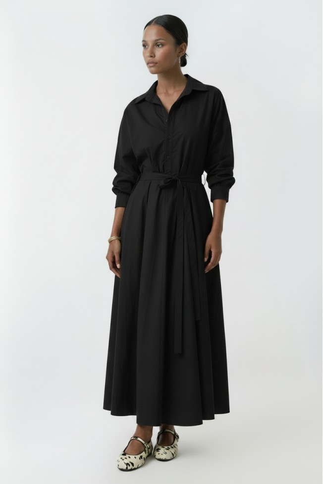 POPLIN SKIRT DRESS WITH BELT