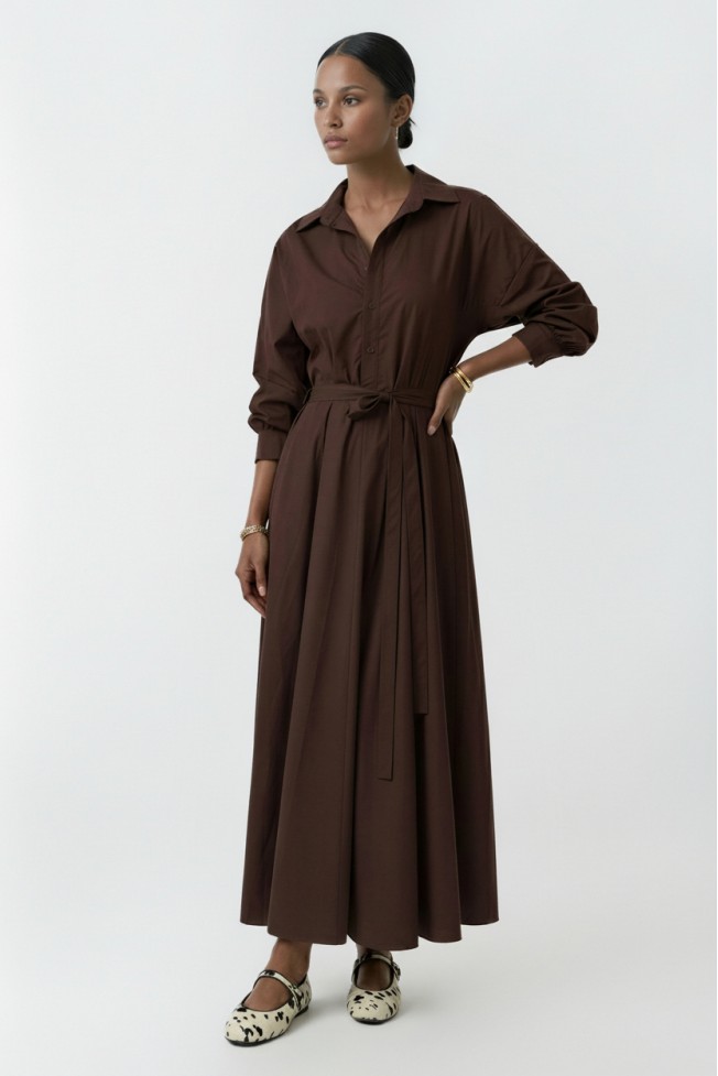 POPLIN SKIRT DRESS WITH BELT
