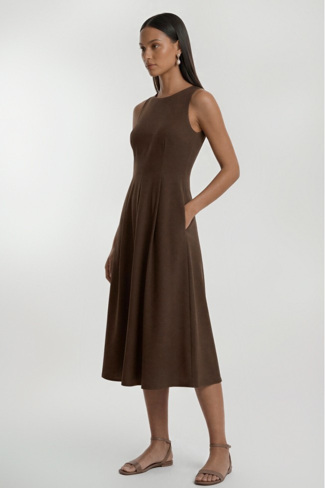 MIDI DRESS WITH PLEATS