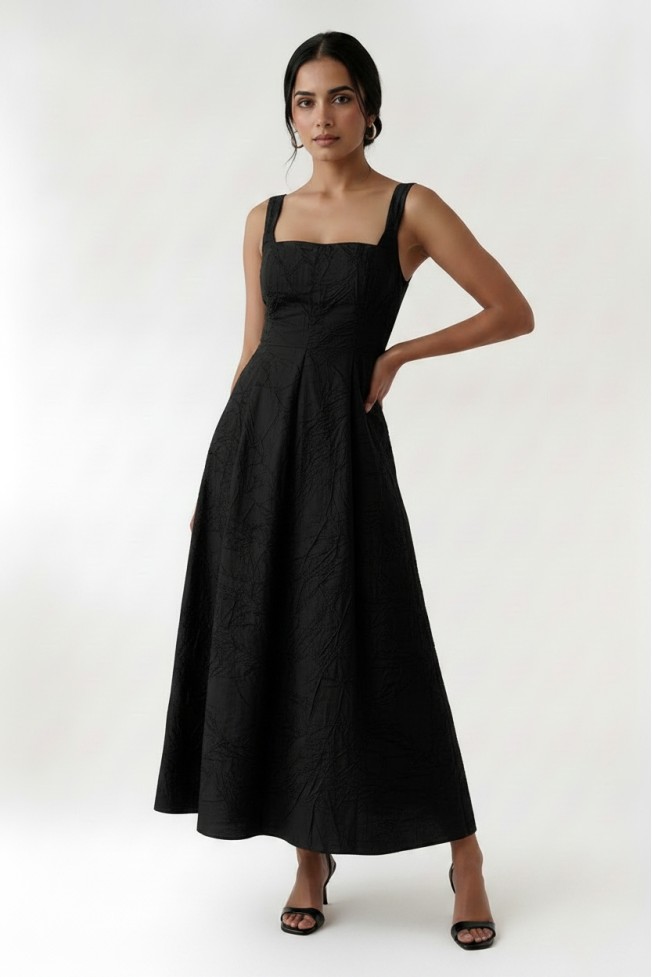 CRINKLED MIDI DRESS WITH HONEYCOMB