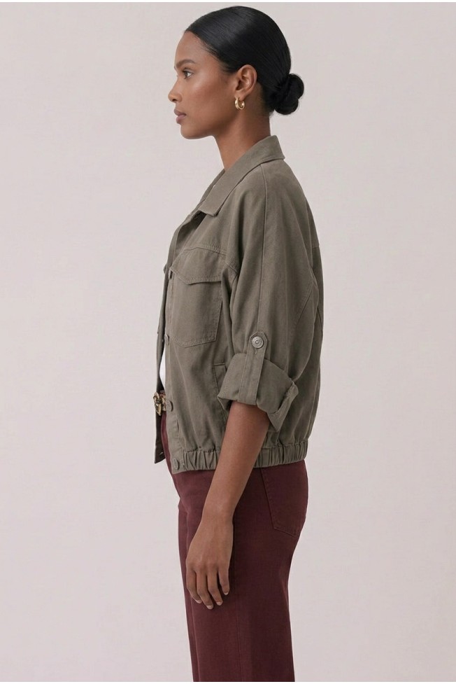 COTTON JACKET WITH ELASTIC WAIST