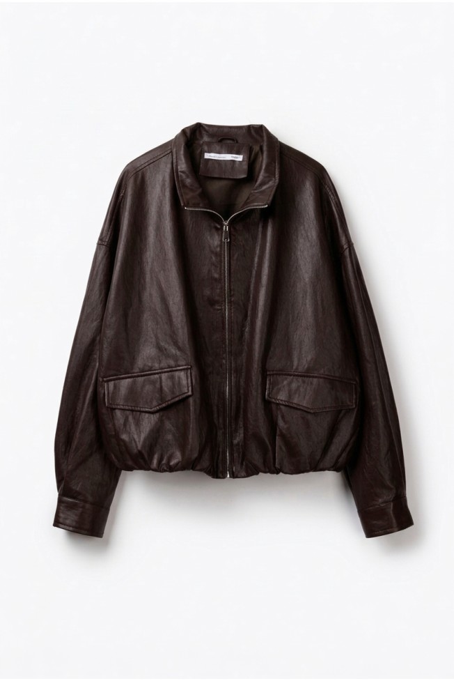LEATHER JACKET WITH HOOD