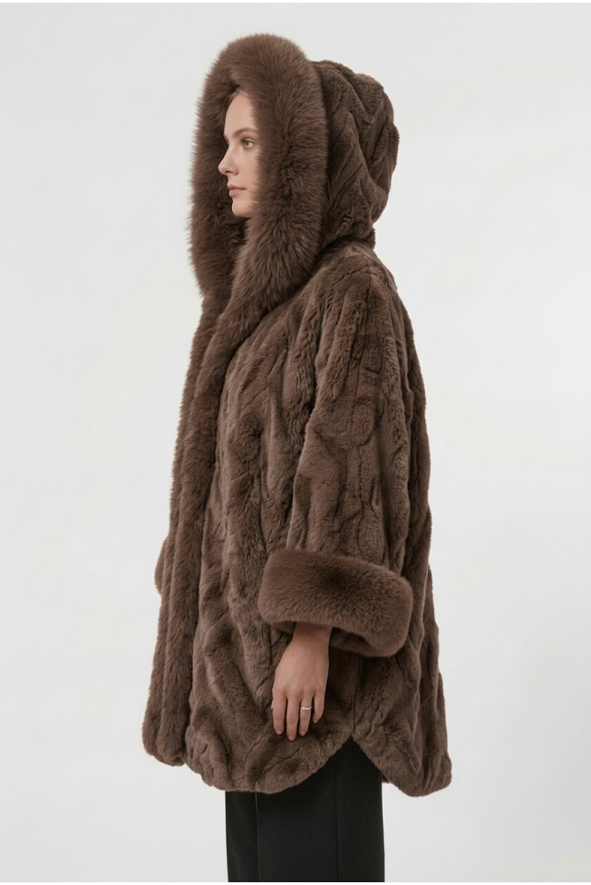 TEXTURED FAUX FUR CAPE