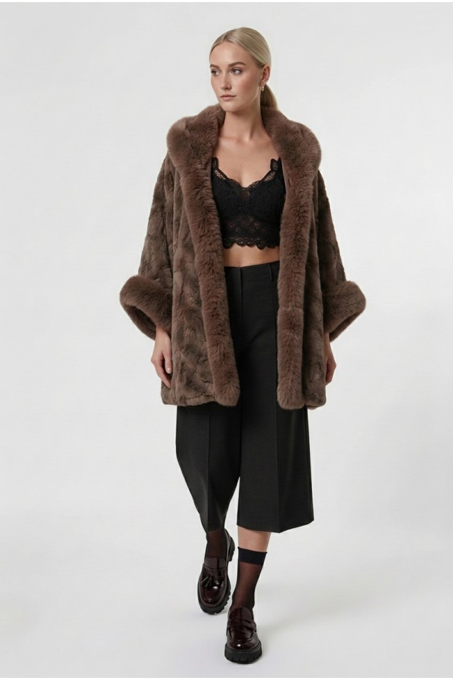 TEXTURED FAUX FUR CAPE
