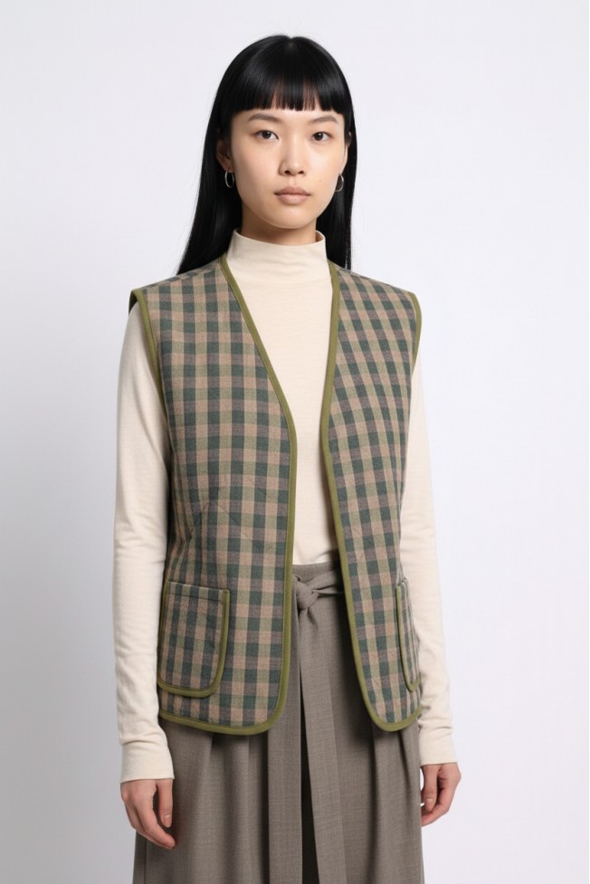 QUILTED CHECKED VEST