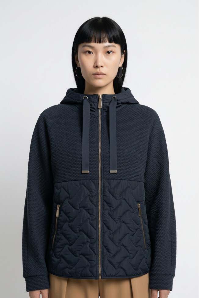 SHORT JACKET IN FABRIC COMBINATION
